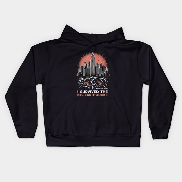 I survived the NYC Earthquake - April 5th, 2024 Kids Hoodie by lunacreat